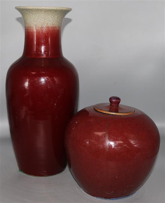 A Chinese vase and another jar, H.41.50cm